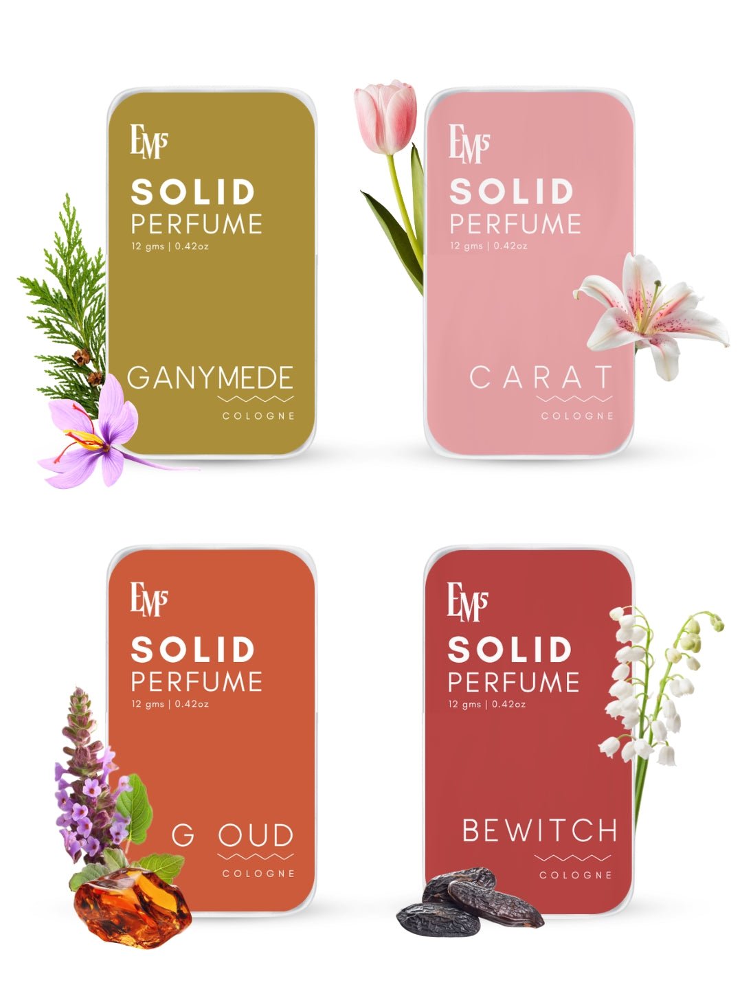 Women Set of 4 Solid Perfumes